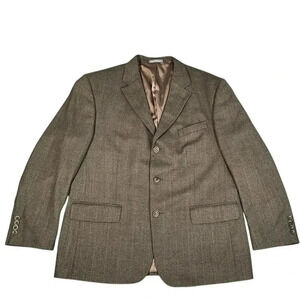 Oscar De La Renta 100% Lambswool Men's Blazer Classic Brown Buttery Soft